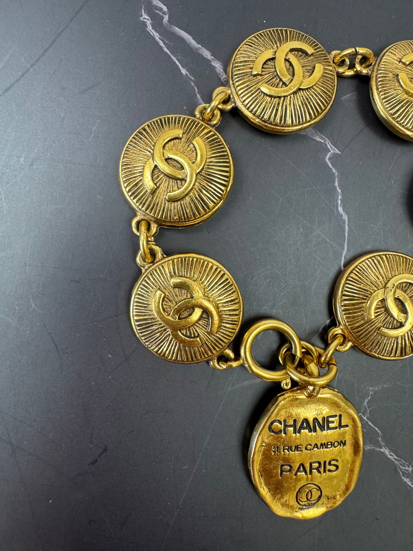Chanel Vintage 31 Rue Cambon CC Medallion Bracelet