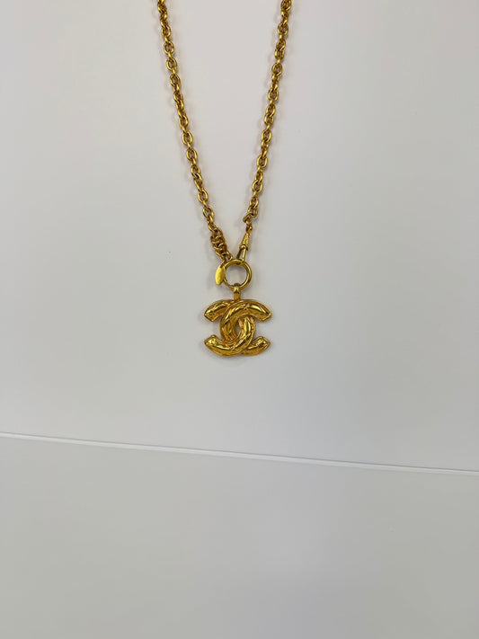 Chanel Vintage Quilted CC Pendent