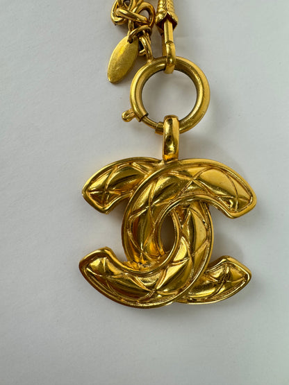 Chanel Vintage Quilted CC Pendent