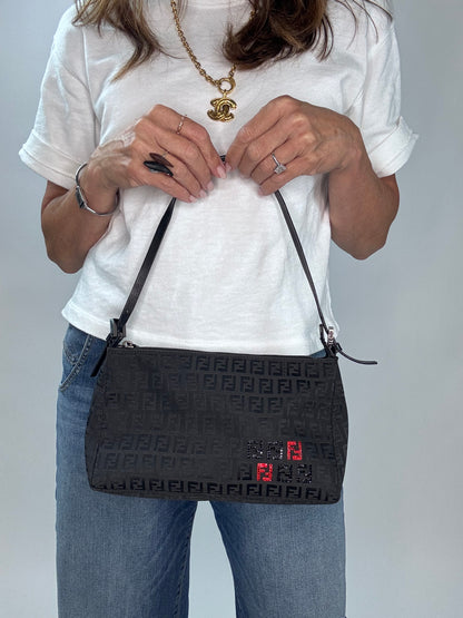 Fendi Zucchino Crystal Beaded Pochette