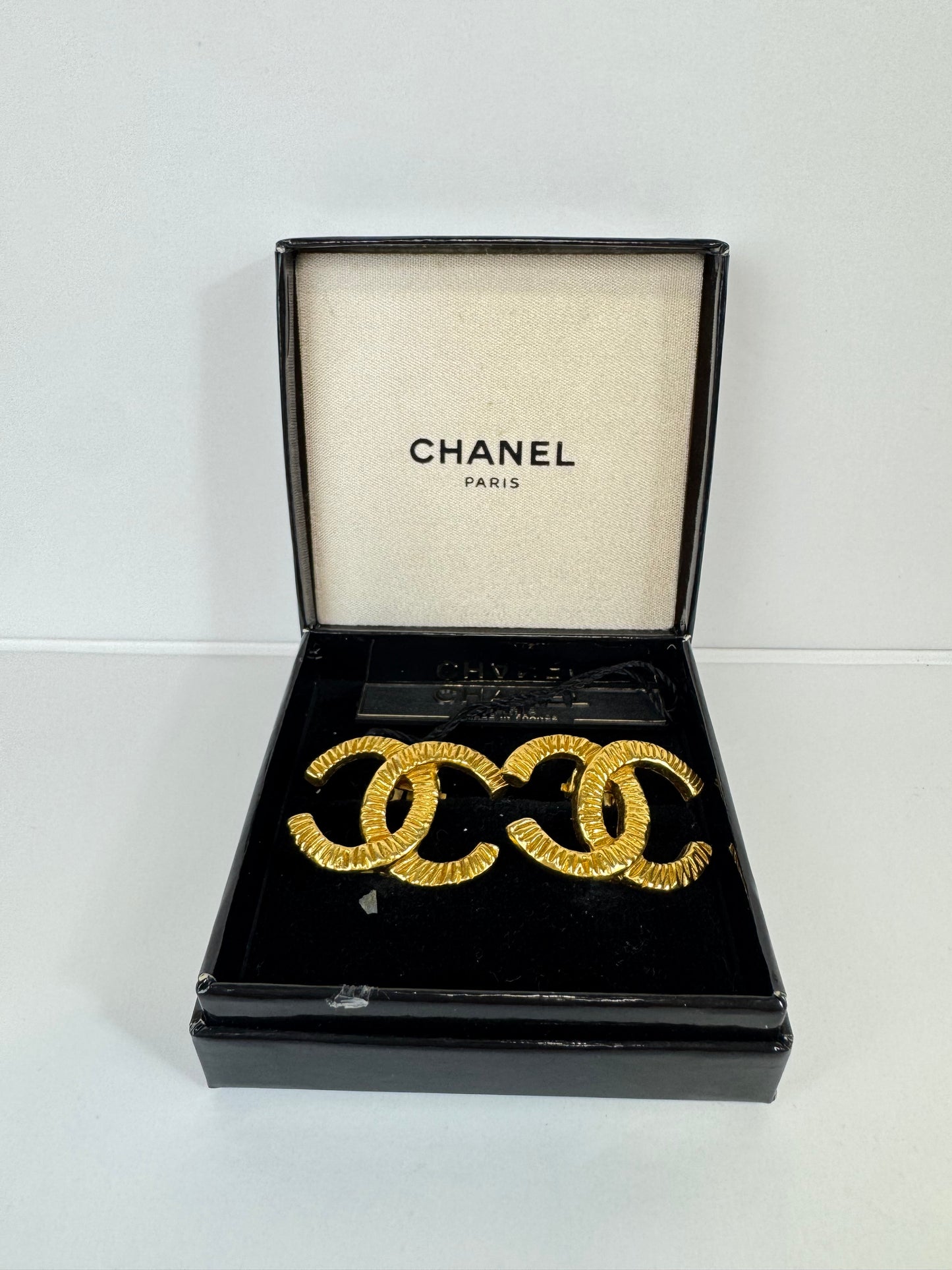 Chanel Vintage CC Logo  Earrings Clip On