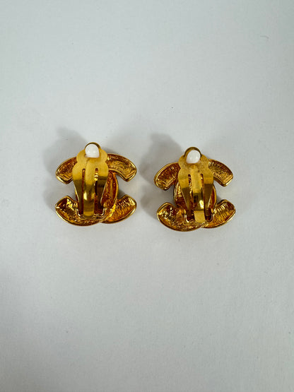 Chanel Vintage Quilted Clip On Earrings