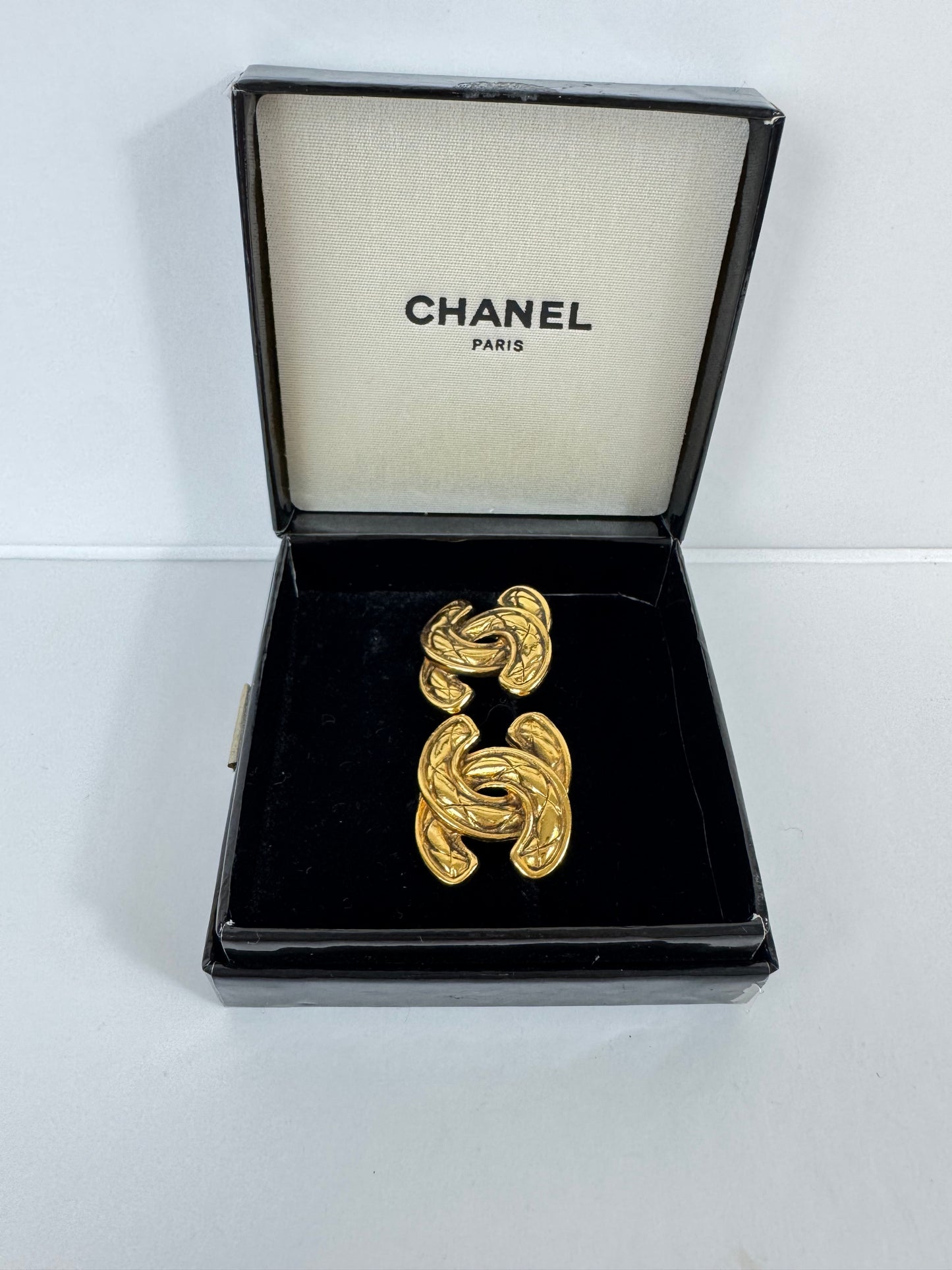 Chanel Vintage Quilted Clip On Earrings