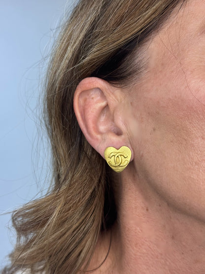 Chanel Vintage Heart Clip on Earrings