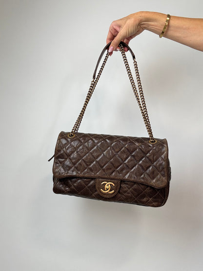 Chanel Brown Quilted Caviar Shiva Flap Bag