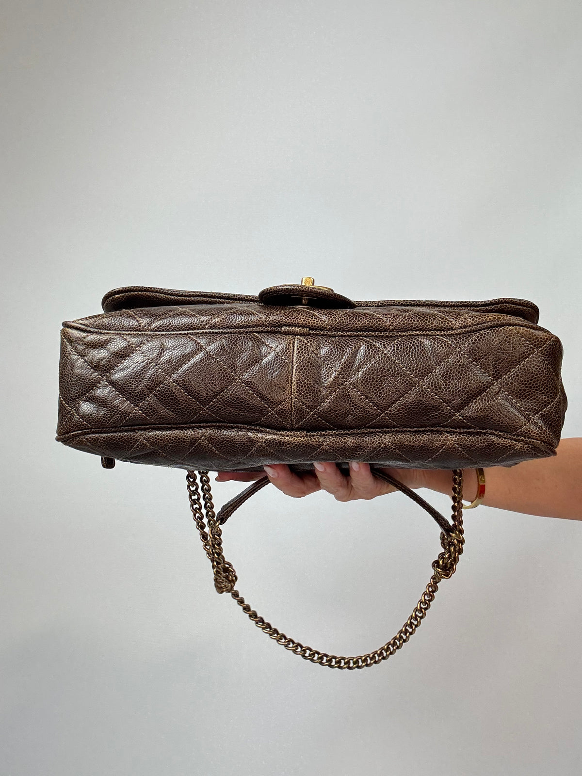 Chanel Brown Quilted Caviar Shiva Flap Bag