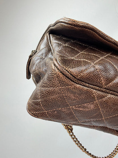 Chanel Brown Quilted Caviar Shiva Flap Bag