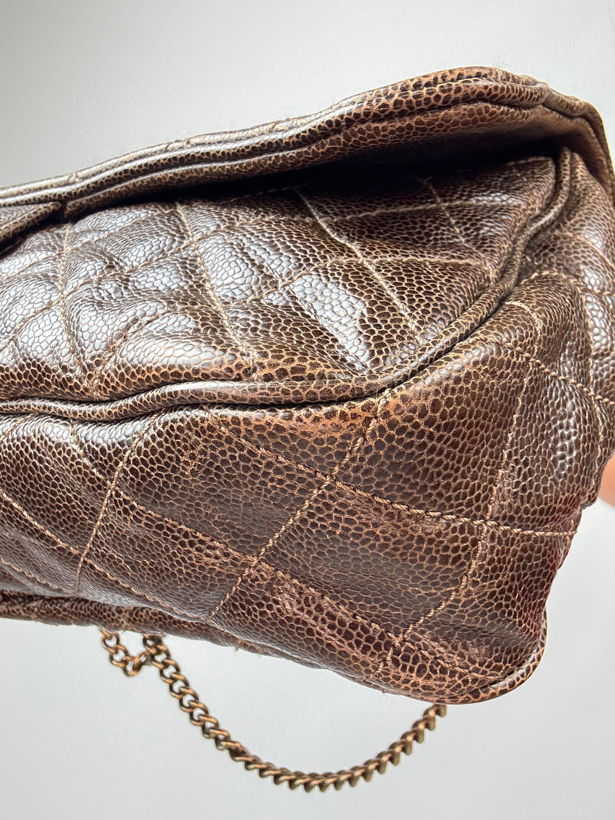 Chanel Brown Quilted Caviar Shiva Flap Bag
