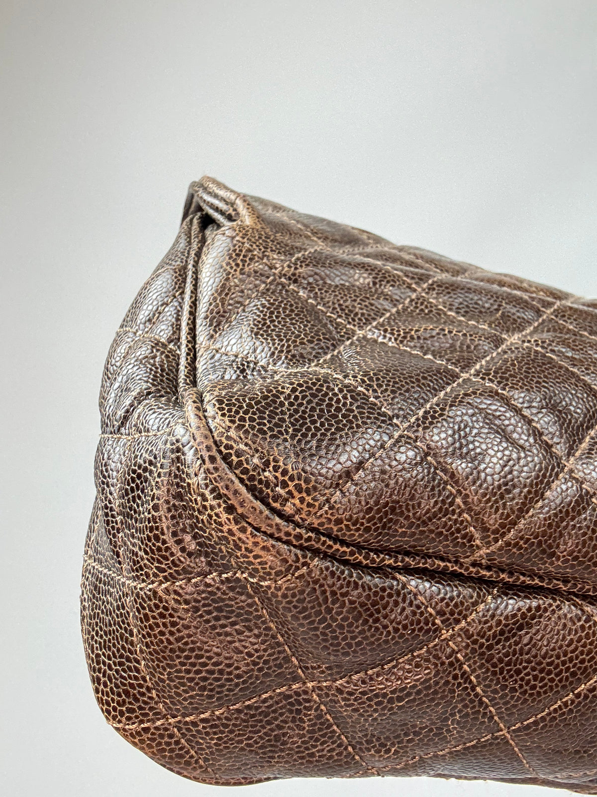 Chanel Brown Quilted Caviar Shiva Flap Bag