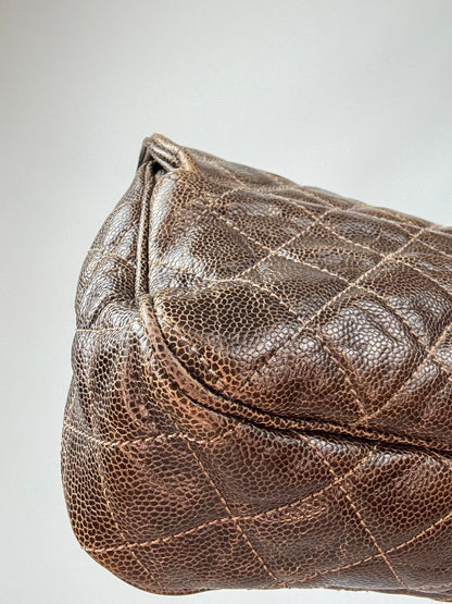 Chanel Brown Quilted Caviar Shiva Flap Bag