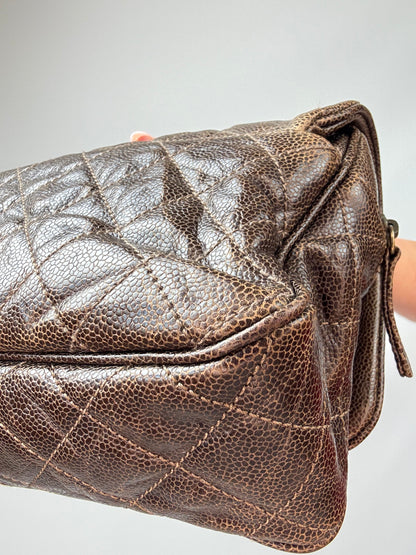 Chanel Brown Quilted Caviar Shiva Flap Bag