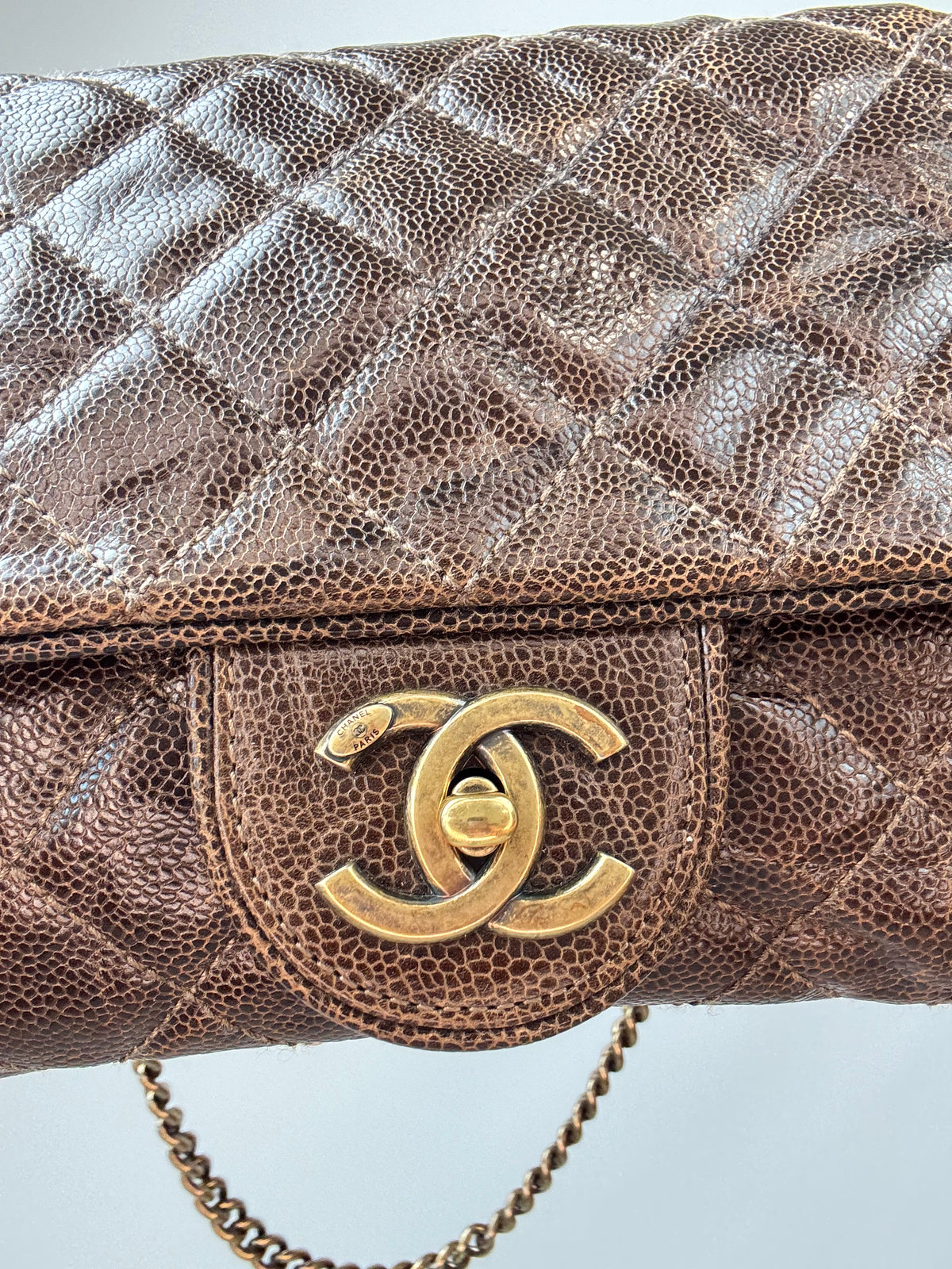 Chanel Brown Quilted Caviar Shiva Flap Bag