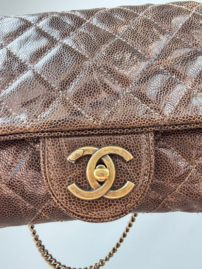 Chanel Brown Quilted Caviar Shiva Flap Bag