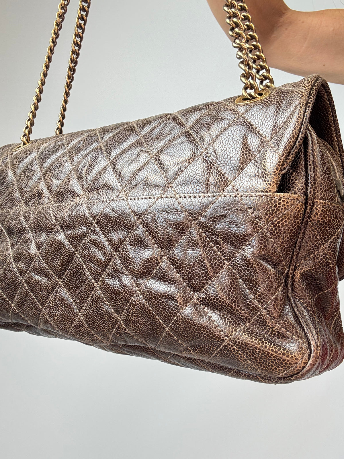 Chanel Brown Quilted Caviar Shiva Flap Bag
