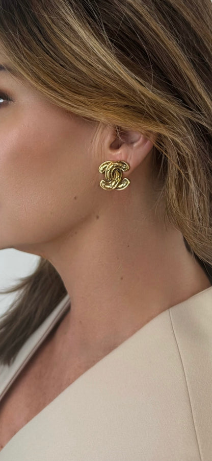 Chanel Vintage Quilted Clip On Earrings