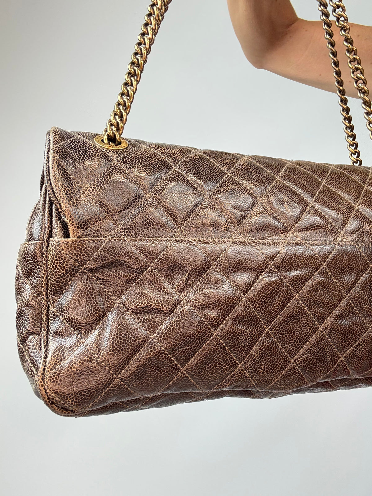 Chanel Brown Quilted Caviar Shiva Flap Bag