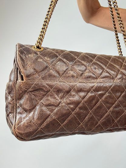 Chanel Brown Quilted Caviar Shiva Flap Bag
