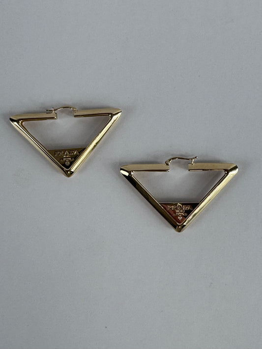Prada Triangle Hoop Earrings