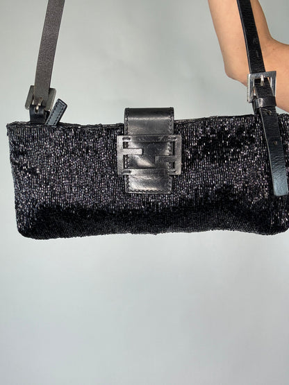 Fendi Beaded Black Baguette Vintage