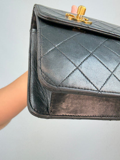 Chanel Vintage Black Quilted Leather Double CC Turn Lock Briefcase Bag