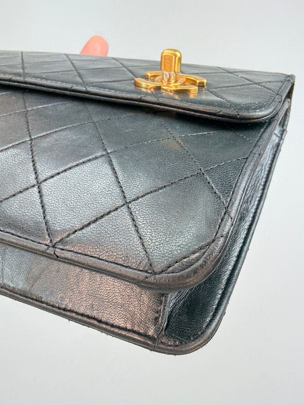 Chanel Vintage Black Quilted Leather Double CC Turn Lock Briefcase Bag