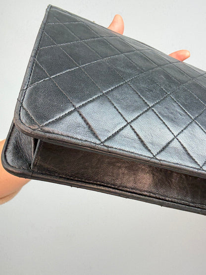Chanel Vintage Black Quilted Leather Double CC Turn Lock Briefcase Bag