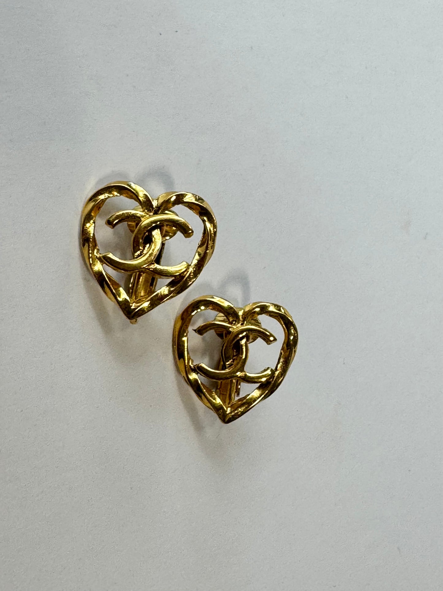 Chanel Rare CC Cute Out Heart Earrings