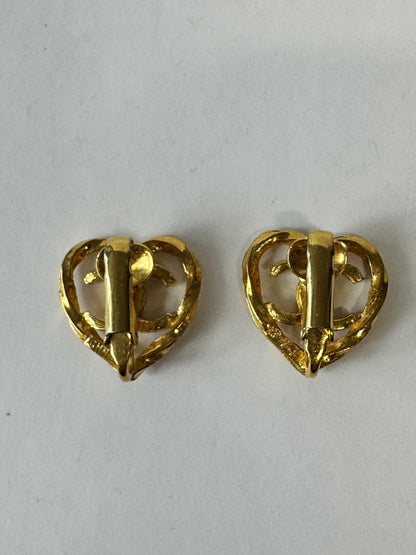 Chanel Rare CC Cute Out Heart Earrings