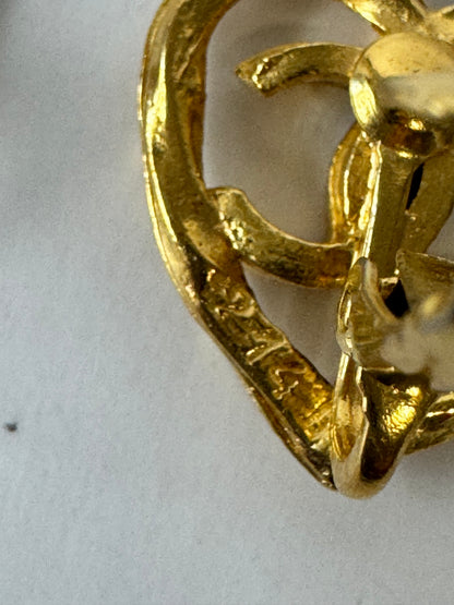 Chanel Rare CC Cute Out Heart Earrings