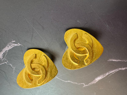 Chanel Heart COCO Clip On Earrings 1995