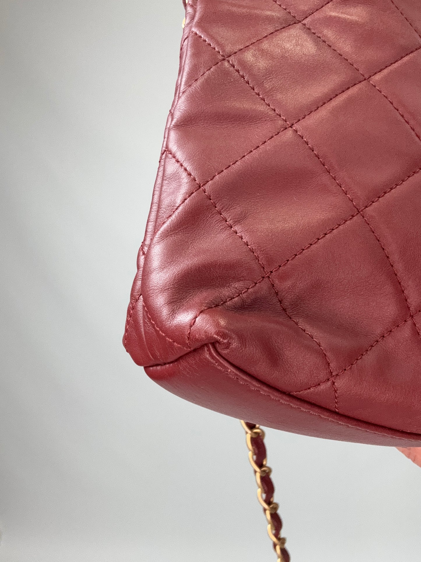 Chanel Fold-Over Shopping Tote Pearl Chain