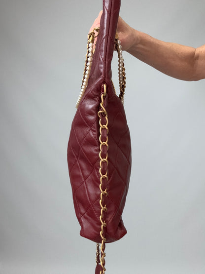 Chanel Fold-Over Shopping Tote Pearl Chain
