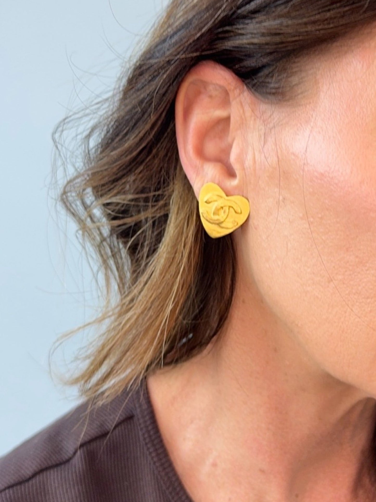 Chanel Heart COCO Clip On Earrings 1995
