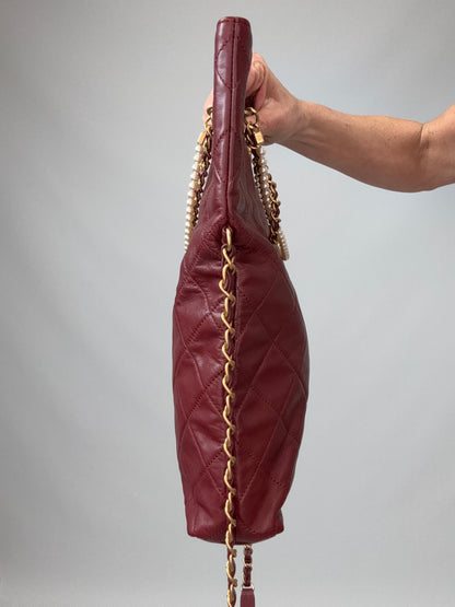 Chanel Fold-Over Shopping Tote Pearl Chain