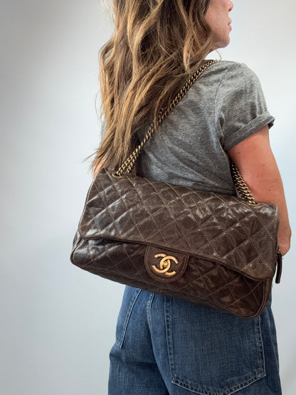 Chanel Brown Quilted Caviar Shiva Flap Bag