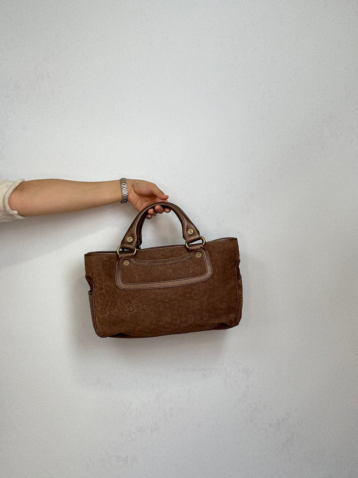 Celine Vintage Brown Suede C Macadam Boogie Handbag