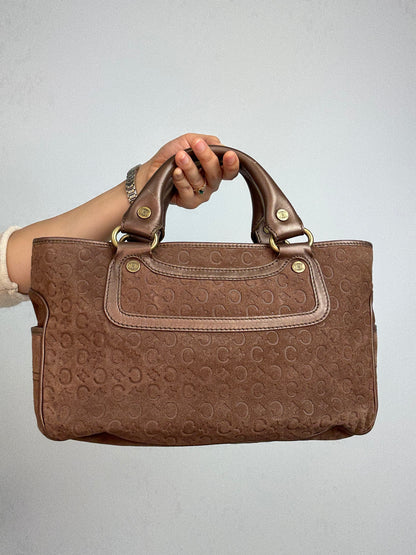 Celine Vintage Brown Suede C Macadam Boogie Handbag
