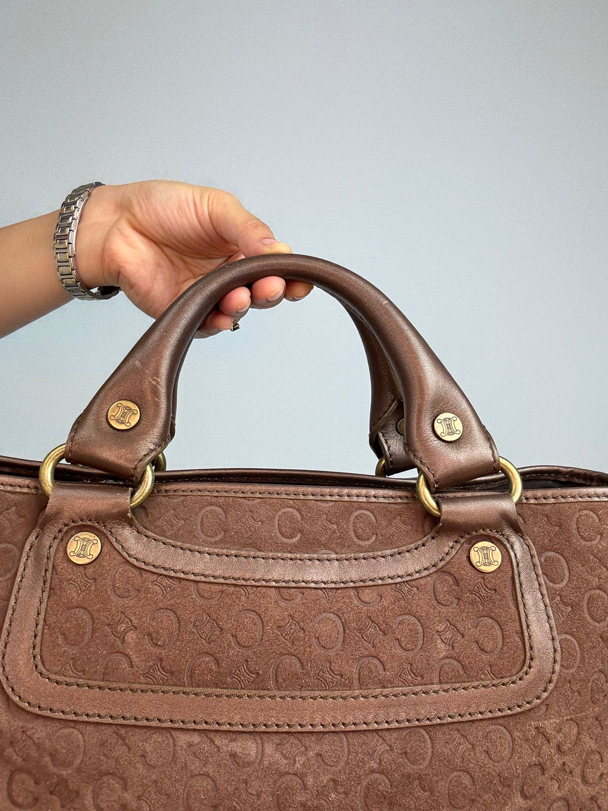 Celine Vintage Brown Suede C Macadam Boogie Handbag