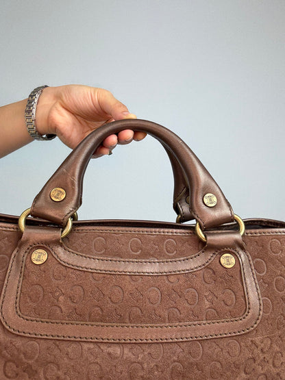 Celine Vintage Brown Suede C Macadam Boogie Handbag