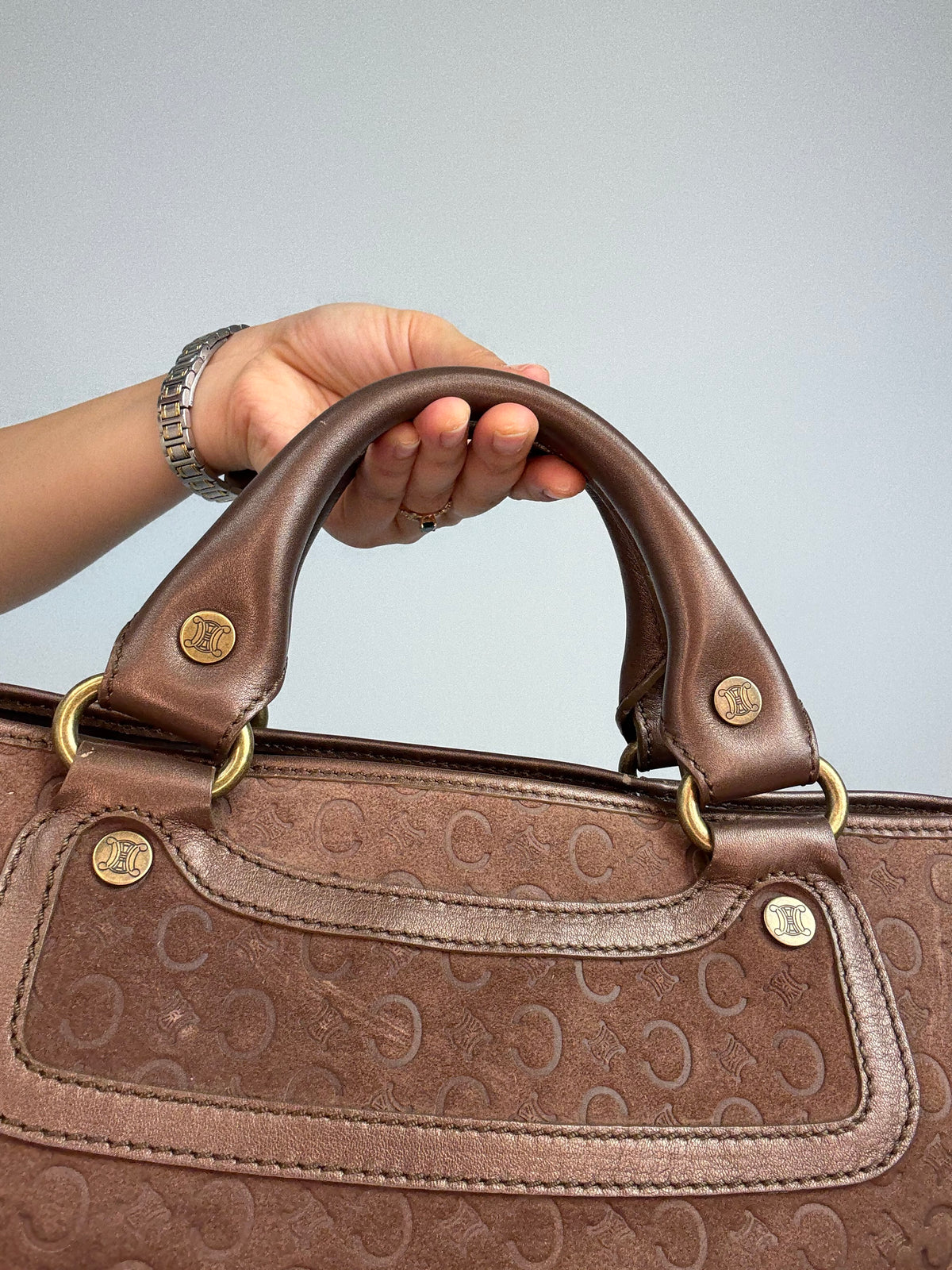 Celine Vintage Brown Suede C Macadam Boogie Handbag