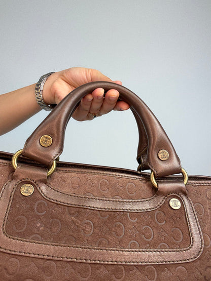 Celine Vintage Brown Suede C Macadam Boogie Handbag