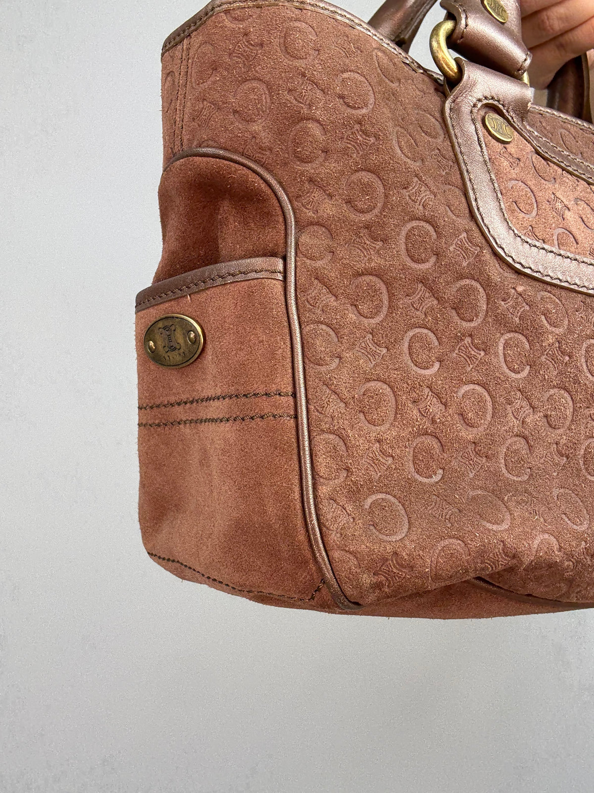 Celine Vintage Brown Suede C Macadam Boogie Handbag