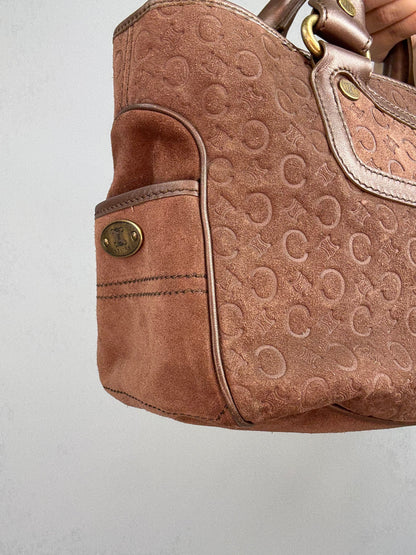 Celine Vintage Brown Suede C Macadam Boogie Handbag