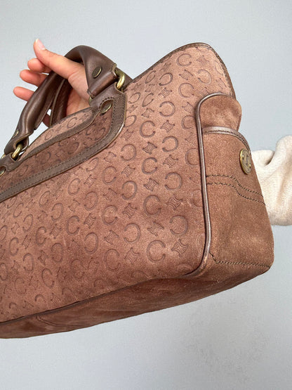 Celine Vintage Brown Suede C Macadam Boogie Handbag