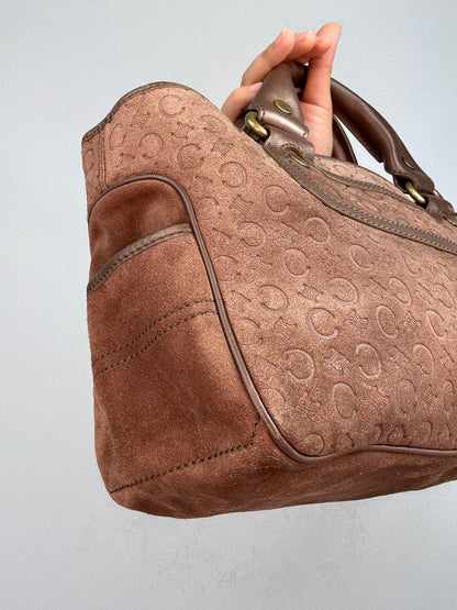 Celine Vintage Brown Suede C Macadam Boogie Handbag