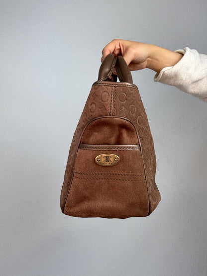 Celine Vintage Brown Suede C Macadam Boogie Handbag