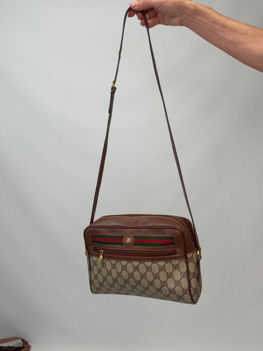 Gucci Sherry Line Supreme Crossbody- Vintage Brown