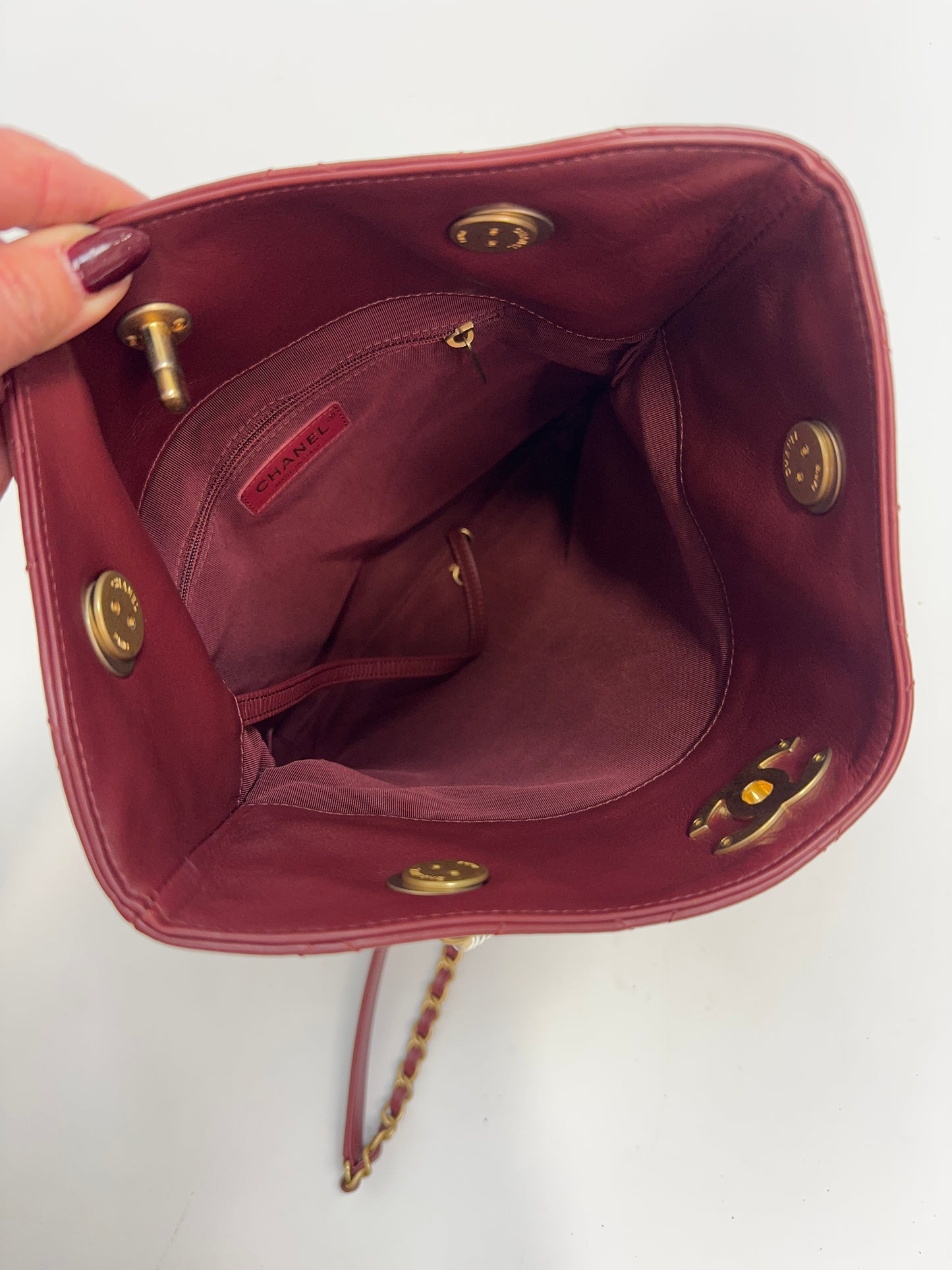 Chanel Fold-Over Shopping Tote Pearl Chain