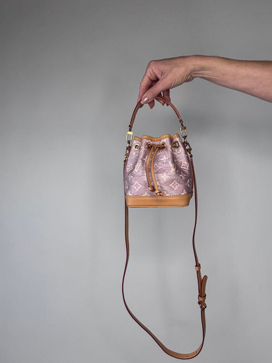 Louis Vuitton Laminated  Jacquard Nano Noe Pink