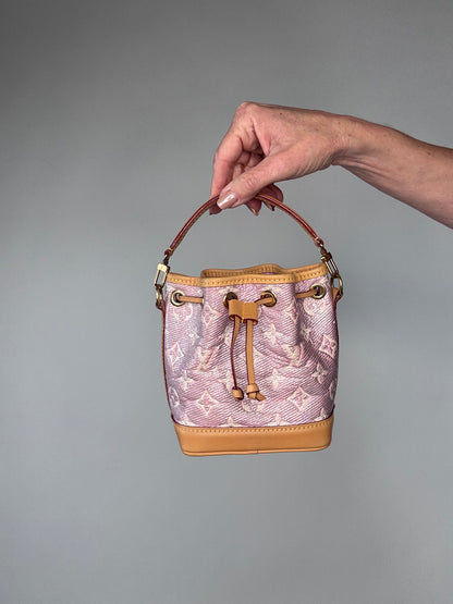 Louis Vuitton Laminated  Jacquard Nano Noe Pink